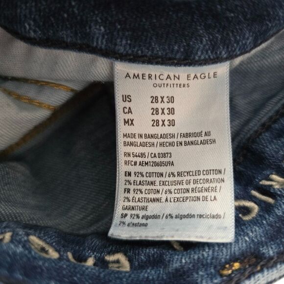 American Eagle Airflex + Slim Straight Crop Jeans Men's Size 28x30 Stretch - Picture 3 of 9